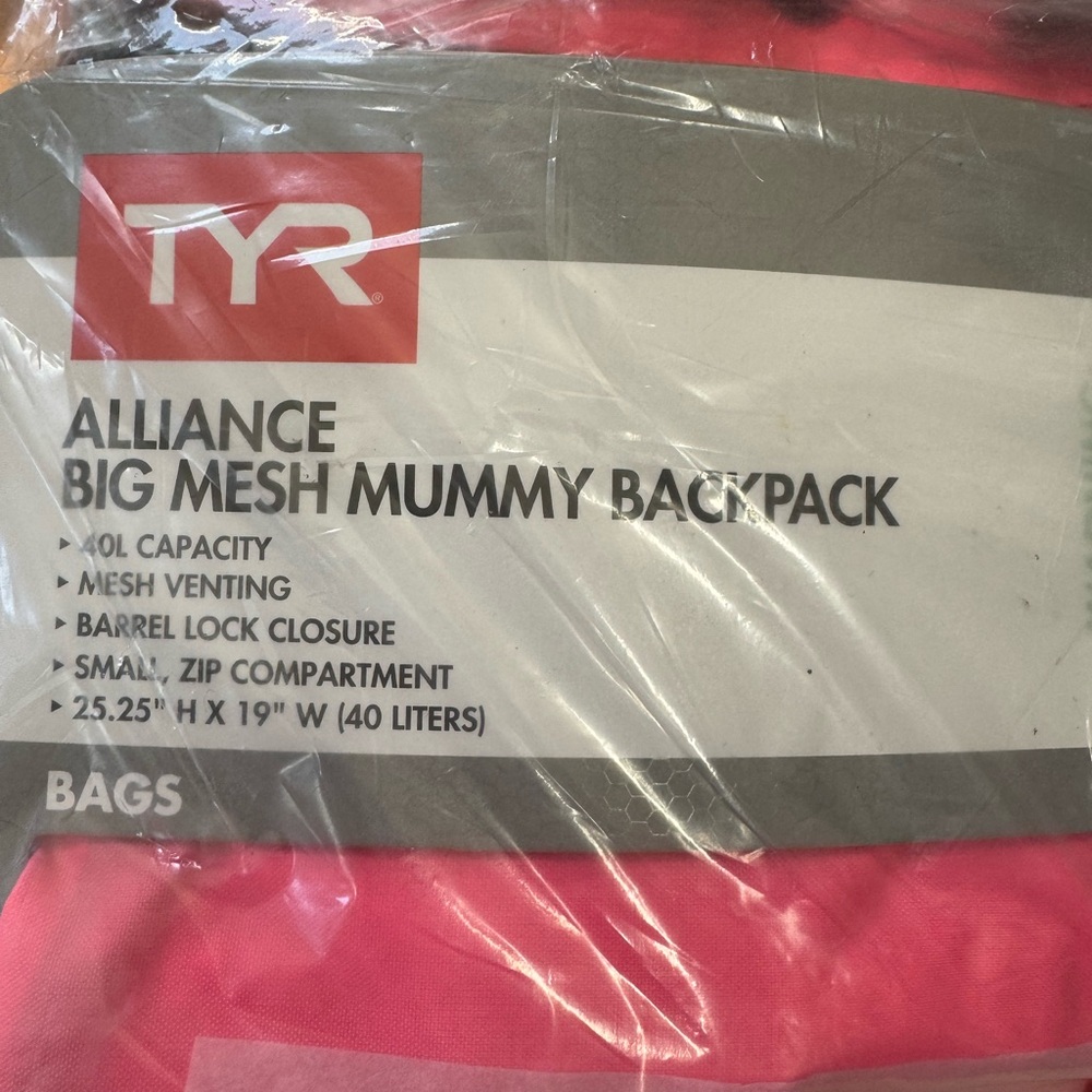 TYR Big Mesh SWIM Mummy Backpack in hot pink NWT